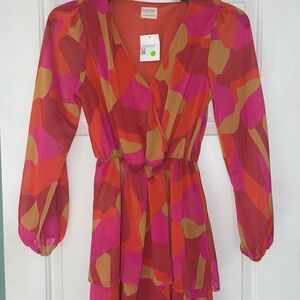 Peach Love California Pink and Orange Wrap Blouse